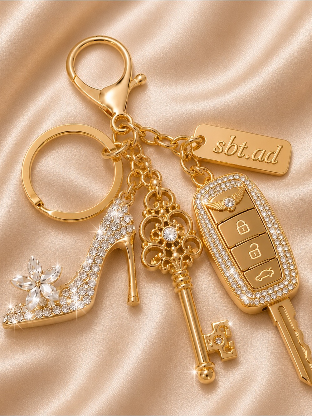 💕NEW Sparkling Bling Swarovski Crystal Keyring With Cinderella Shoe +Free Gift - Picture 5 of 5
